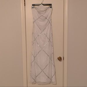 White and Sliver Halter Dress